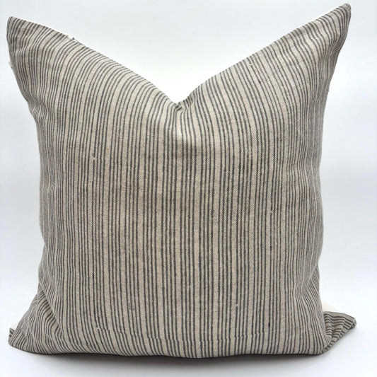Gabriel - hand block printed linen pillow cover (gray)
