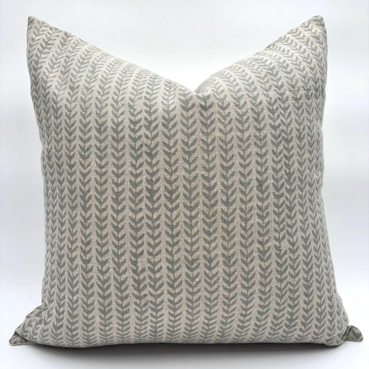 Alba - hand block printed linen pillow cover (gray)