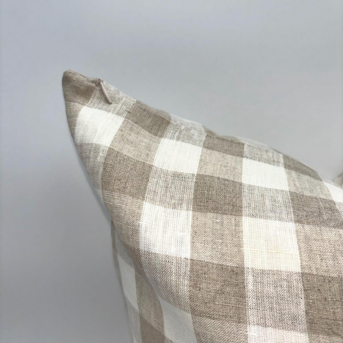 Ella - gingham linen pillow cover (beige)