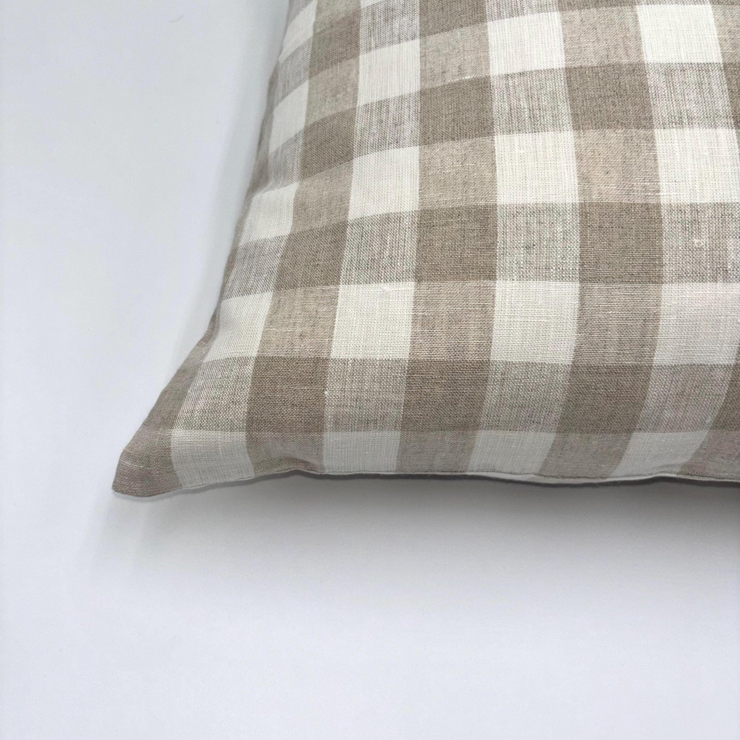 Ella - gingham linen pillow cover (beige)