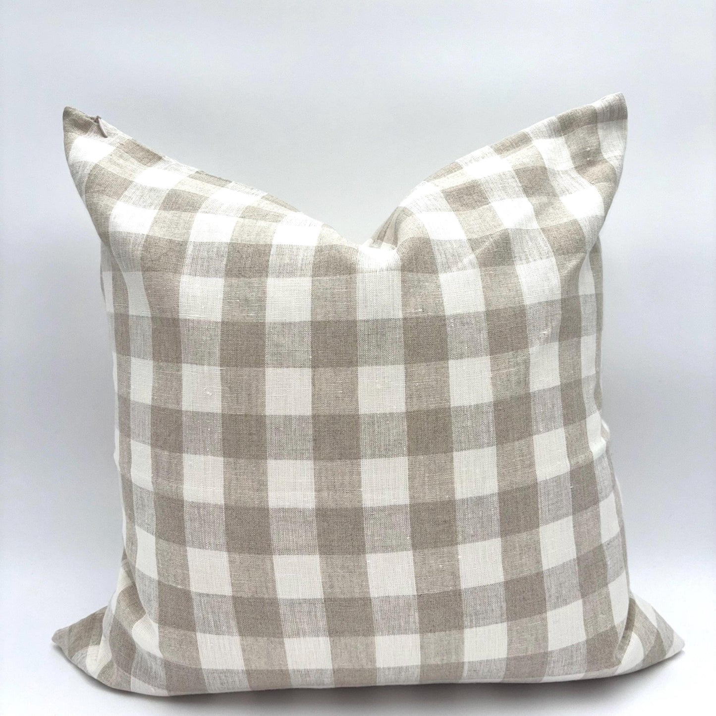 Ella - gingham linen pillow cover (beige)