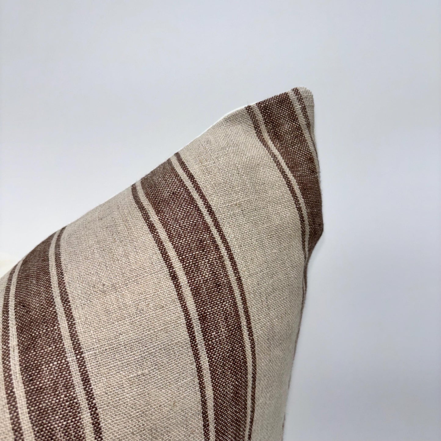 Emma - yarn dyed striped linen pillow cover (brown)