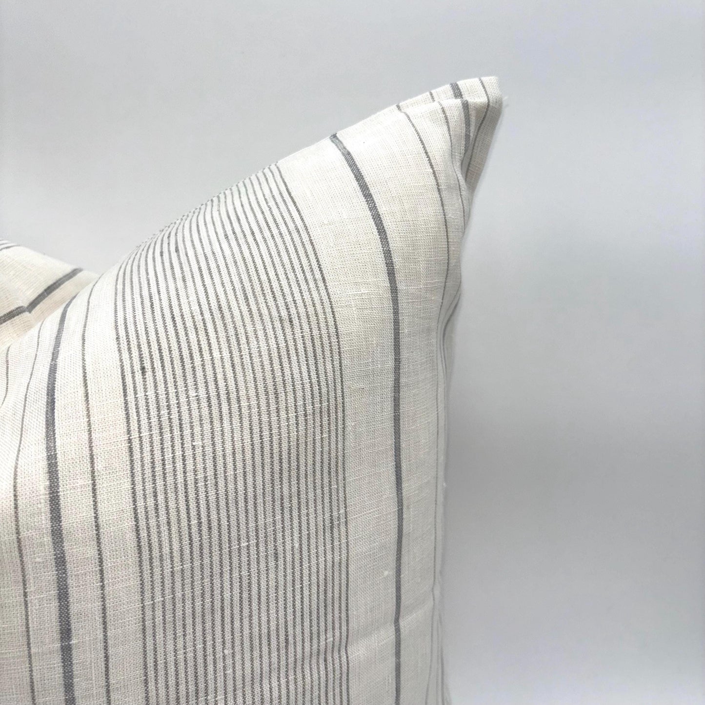 Lillian - yarn dyed striped linen pillow cover (gray)