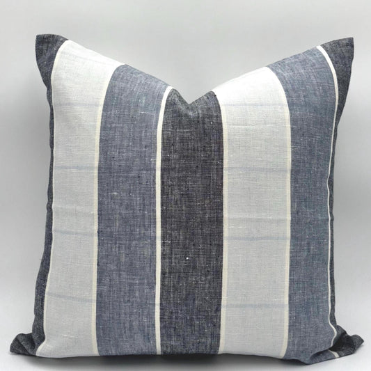 Zoey - yarn dyed linen pillow cover (blue)