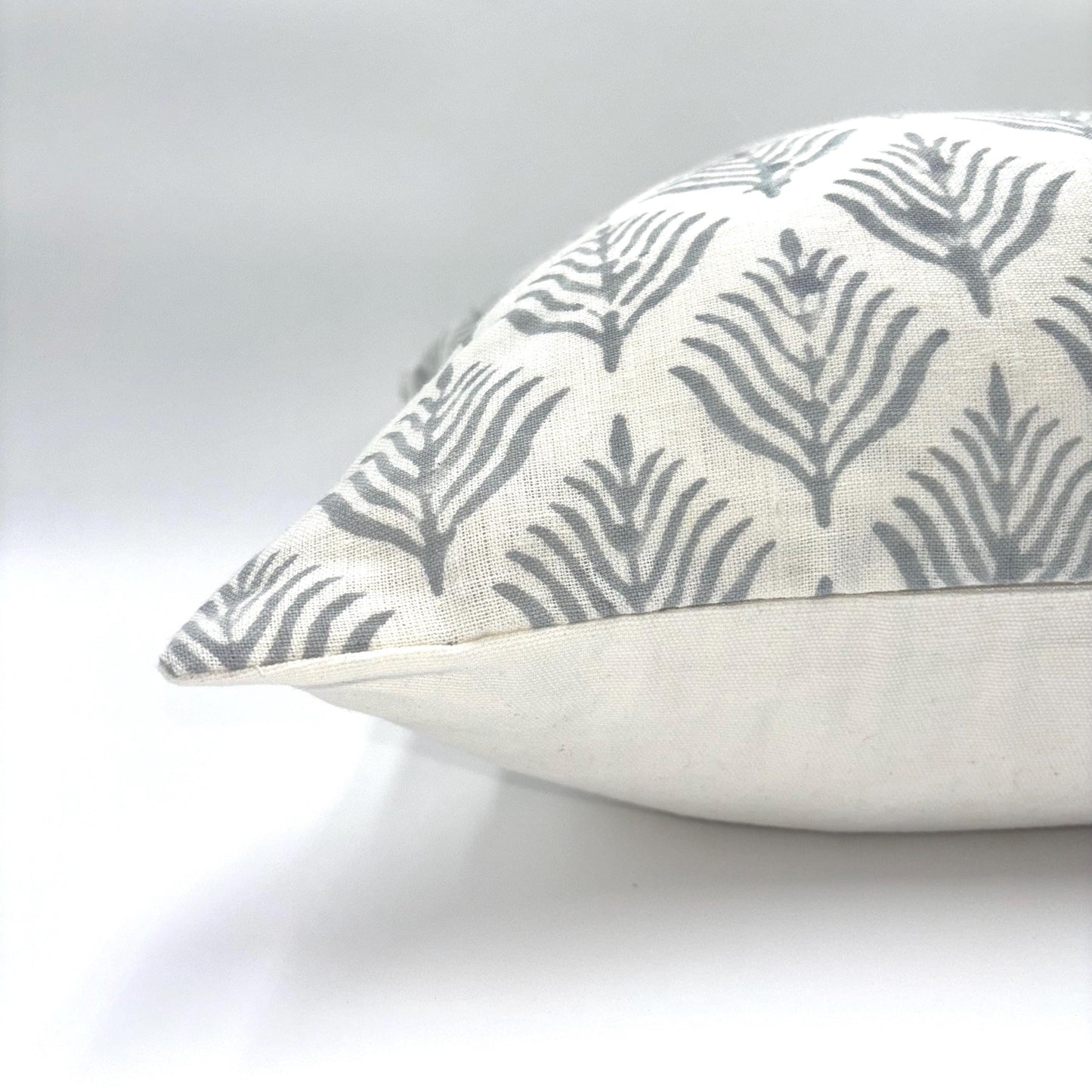 Willow - hand block printed linen pillow cover (blue)