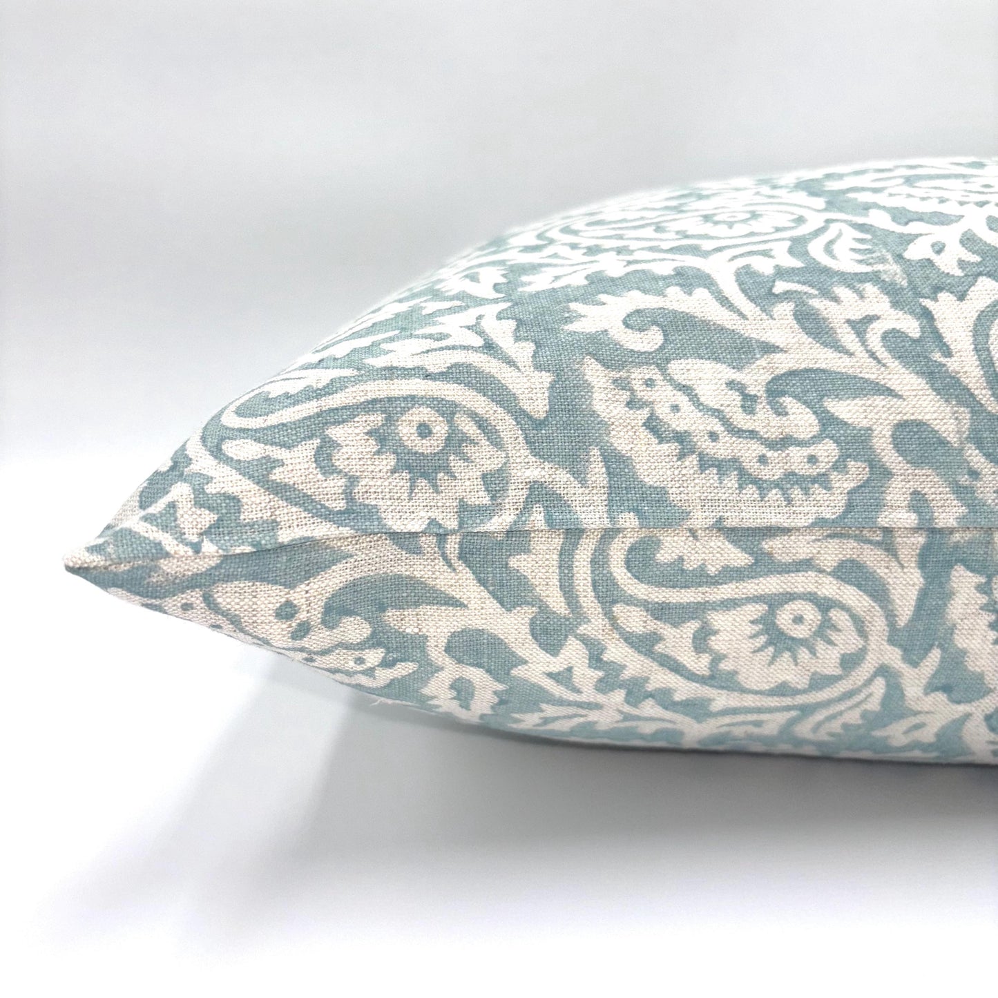 Livia - hand block printed linen pillow cover (sky blue)