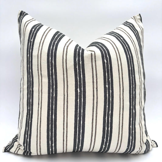 Max - yard dyed silk striped silk pillow cover (navy blue)