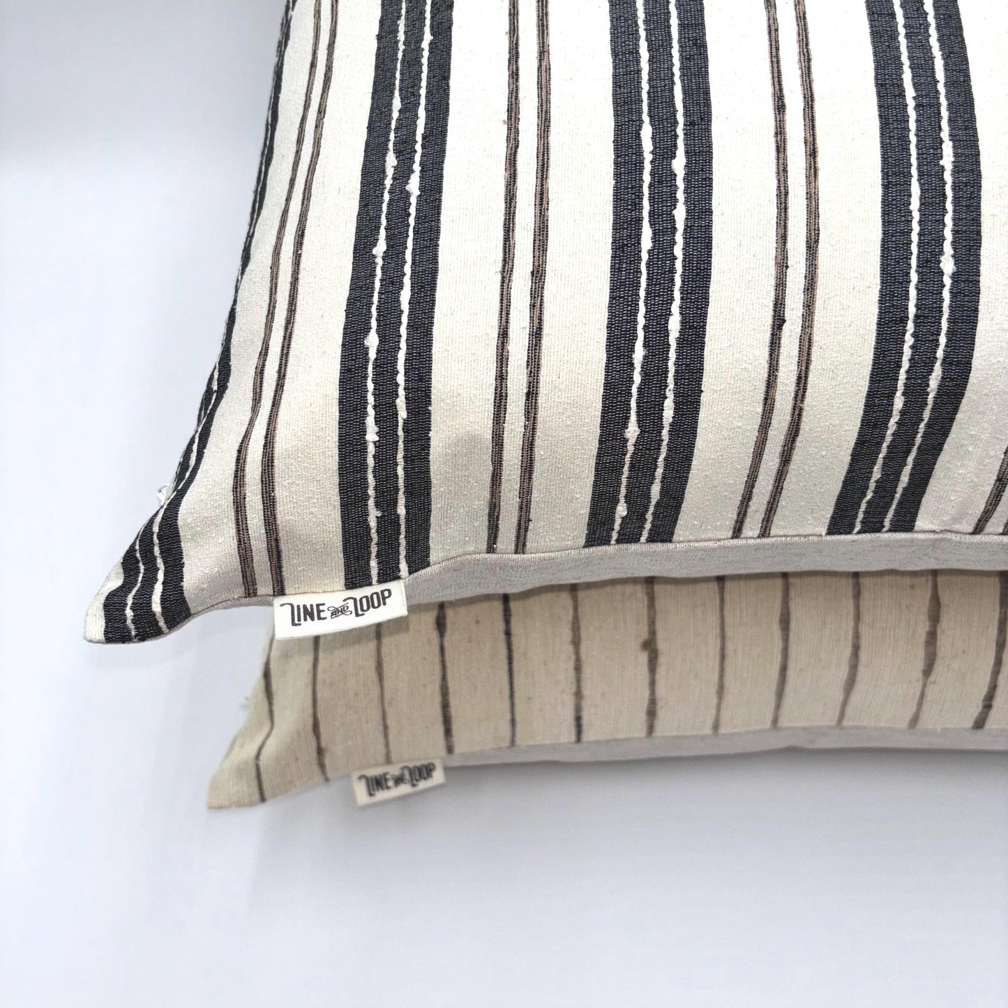 Max - yard dyed silk striped silk pillow cover (navy blue)