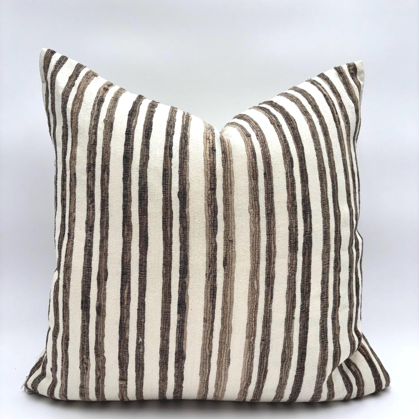 Natalia - yarn dyed striped silk pillow cover (brown)