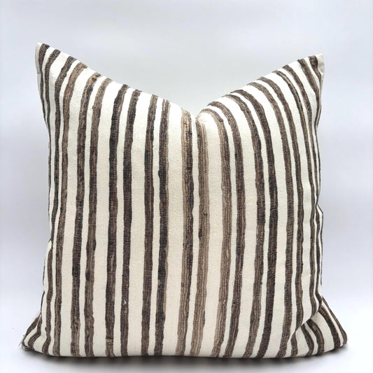 Natalia - yarn dyed striped silk pillow cover (brown)