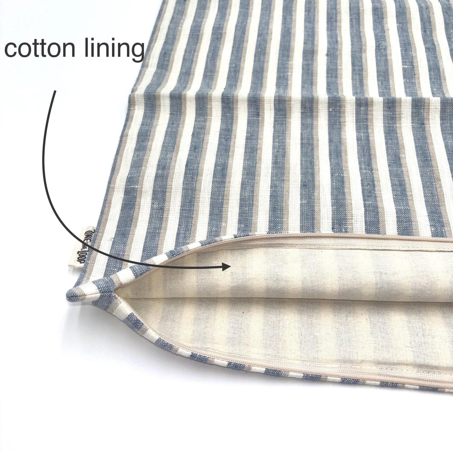 Hannah - yarn dyed linen pillow cover (blue)