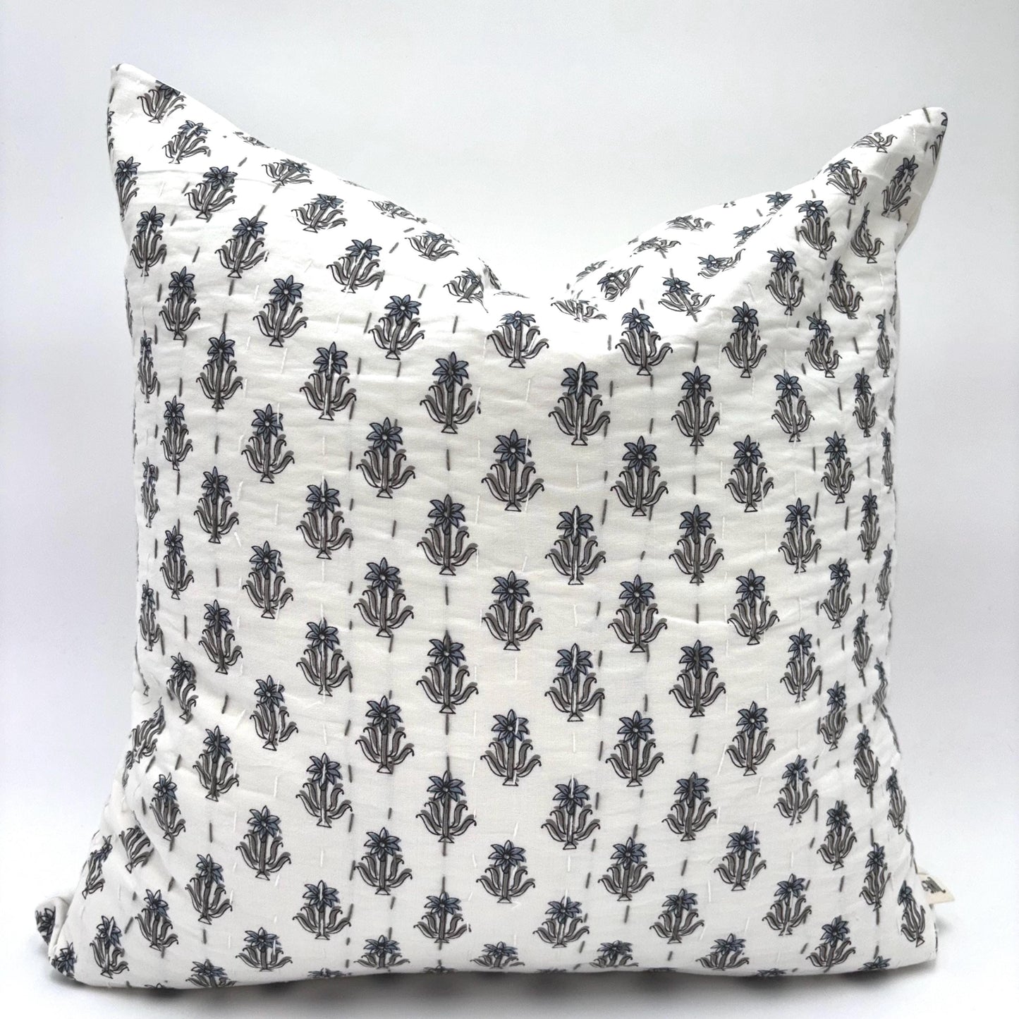 Sephora - hand block printed pillow cover (blue, gray)