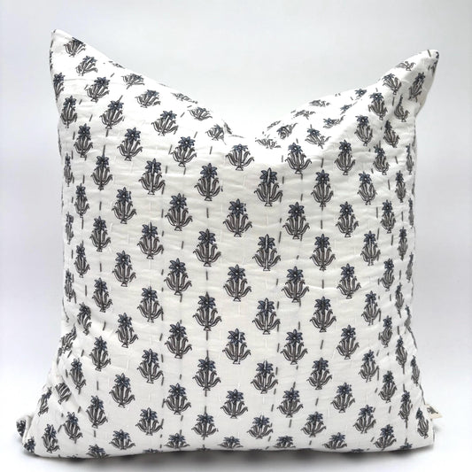 Sephora - hand block printed pillow cover (blue, gray)