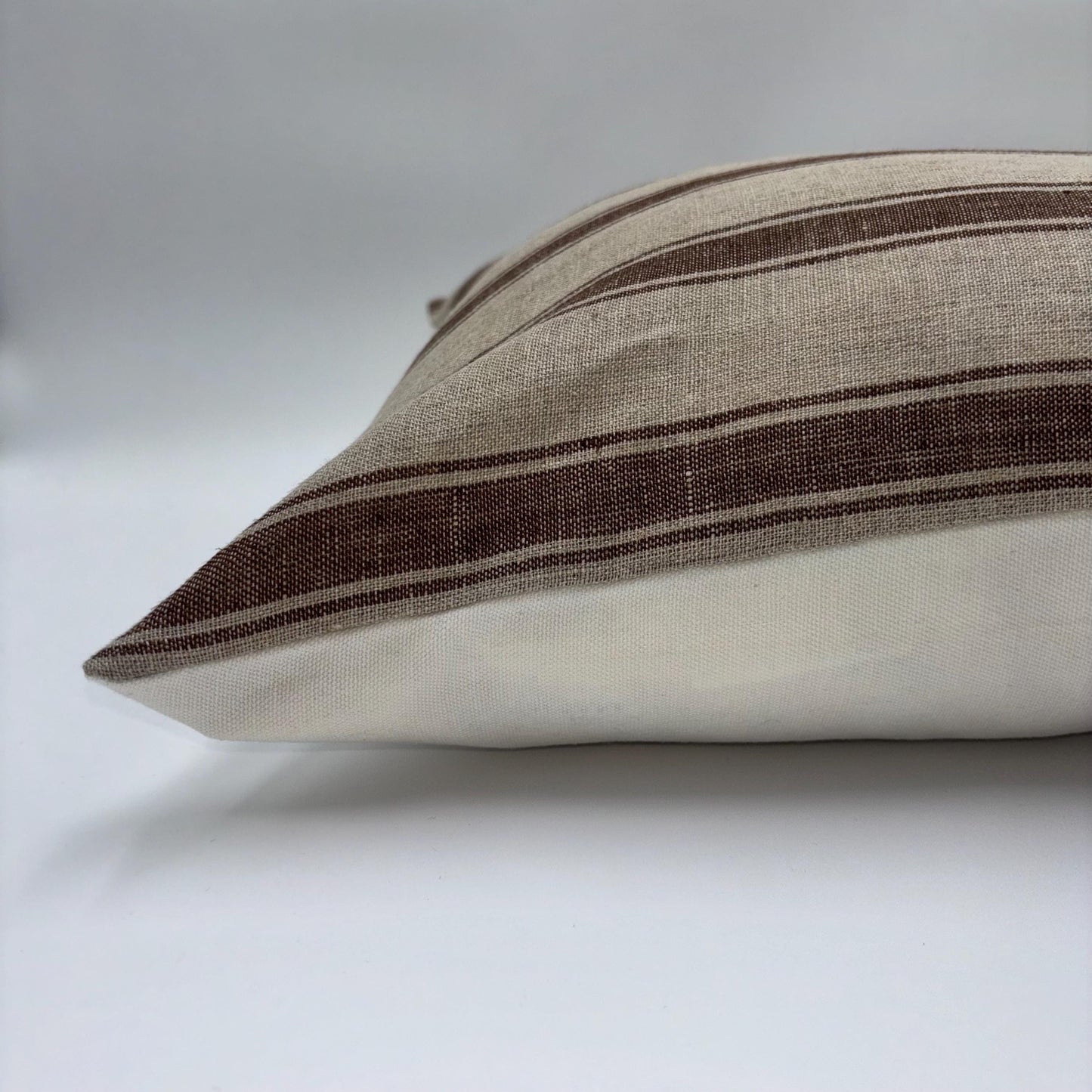Emma - yarn dyed striped linen pillow cover (brown)