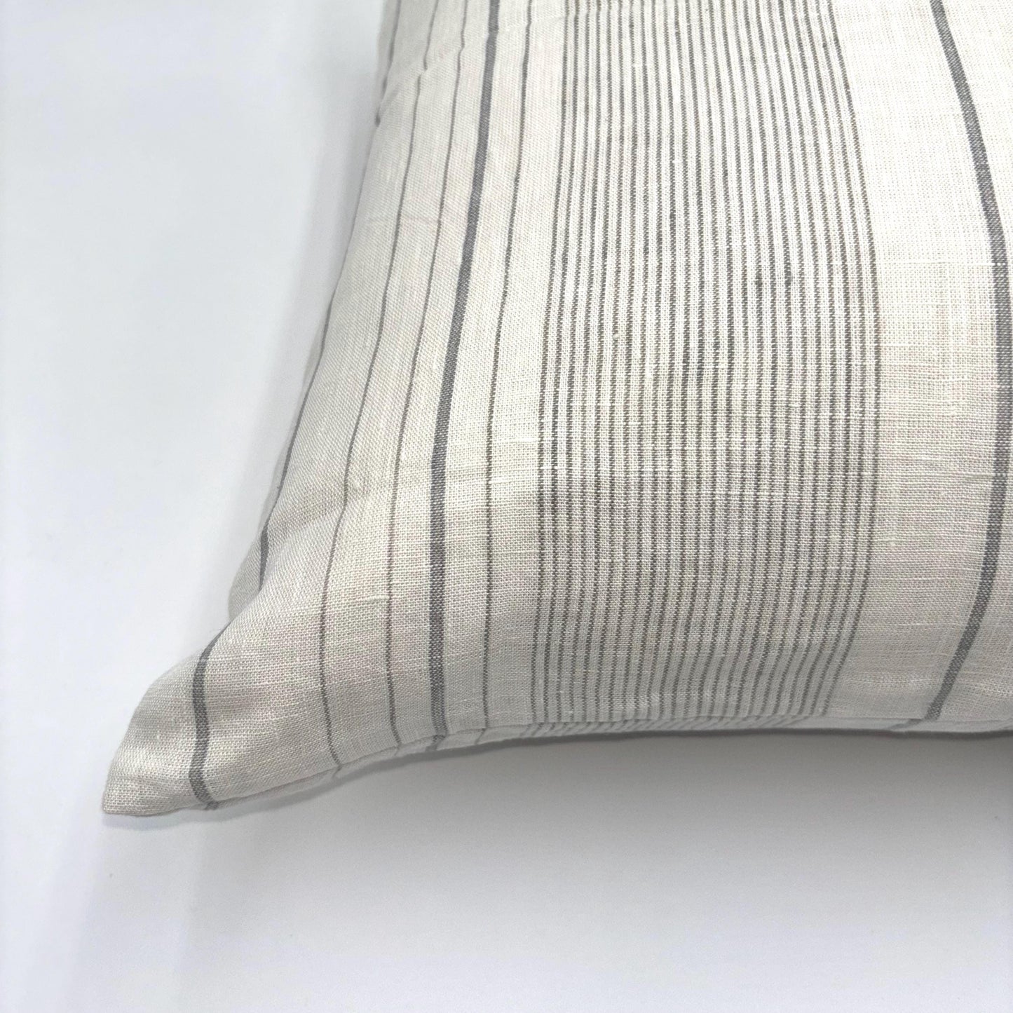Lillian - yarn dyed striped linen pillow cover (gray)