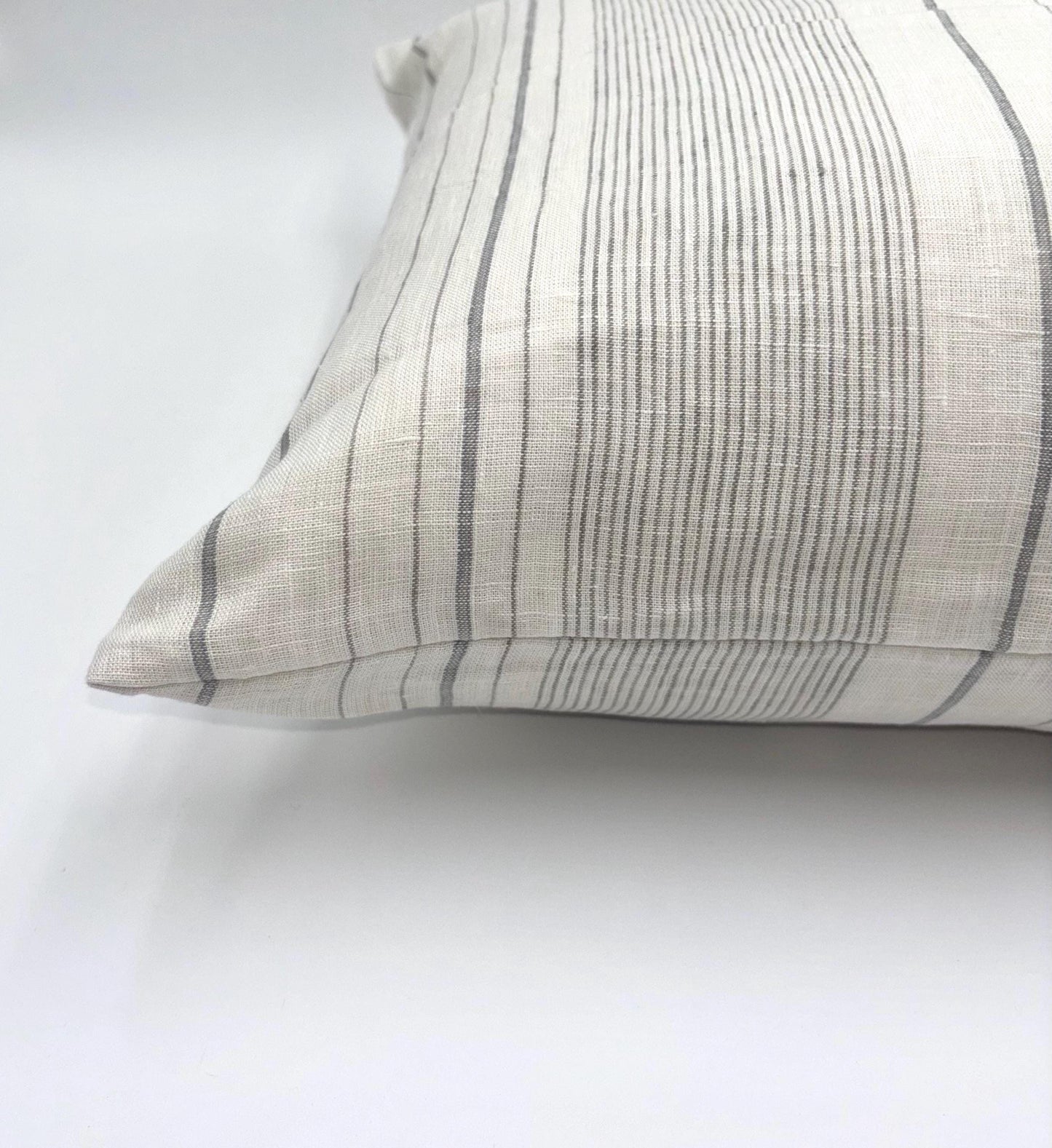 Lillian - yarn dyed striped linen pillow cover (gray)
