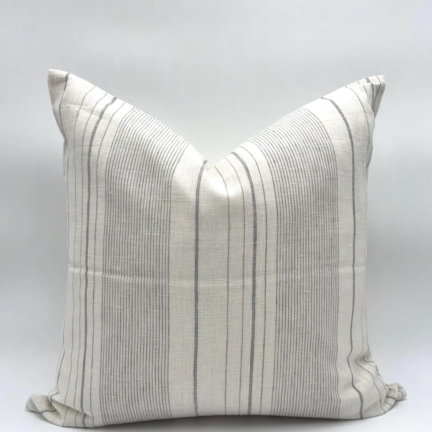 Lillian - yarn dyed striped linen pillow cover (gray)