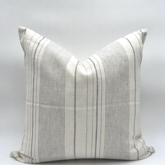 Lillian - yarn dyed striped linen pillow cover (gray)