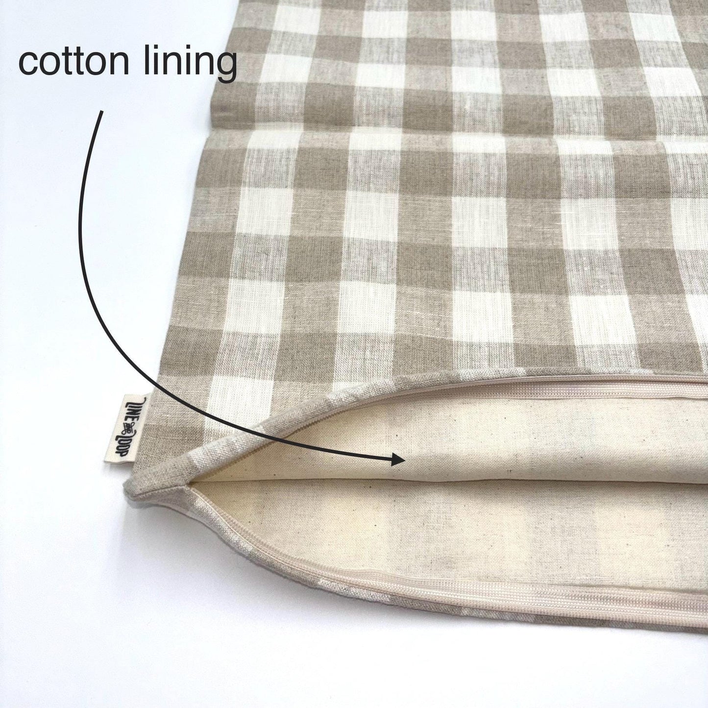Ella - gingham linen pillow cover (beige)