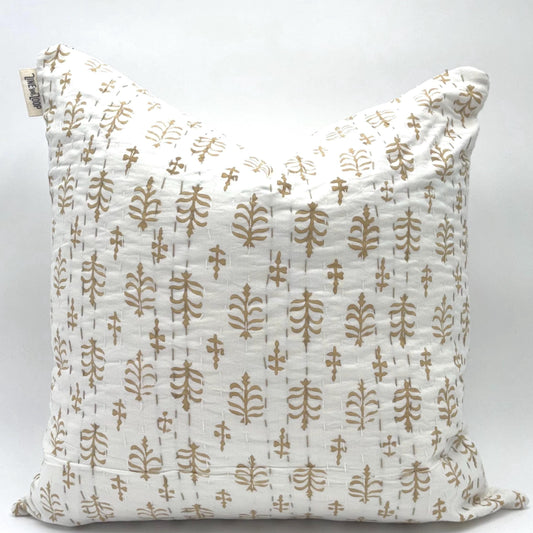 Beatrice - hand block printed pillow cover (beige)