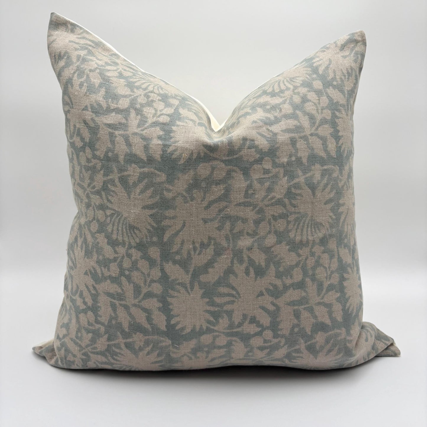 Laila - hand block printed linen pillow cover (blue)
