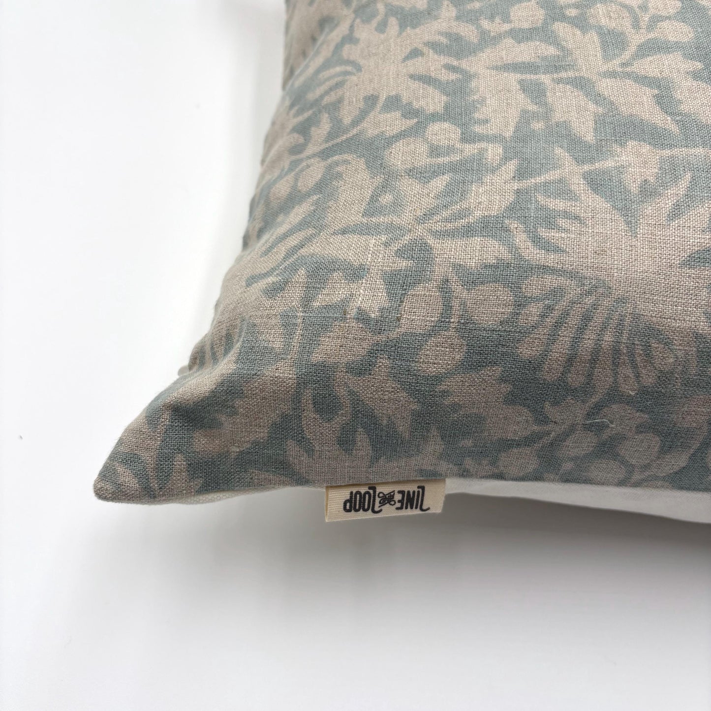 Laila - hand block printed linen pillow cover (blue)