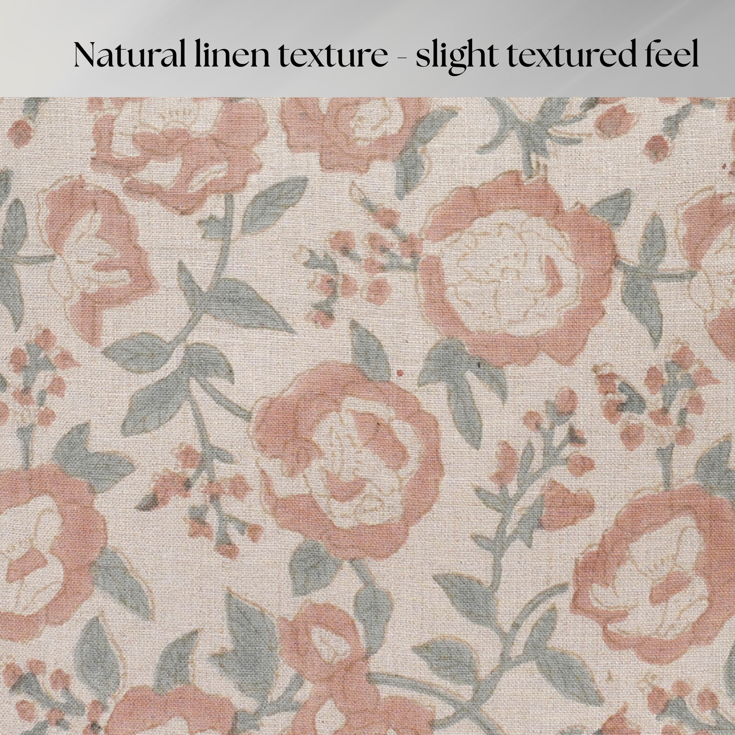Block printed linen pillow cover - blush pink and light blue (Blush)